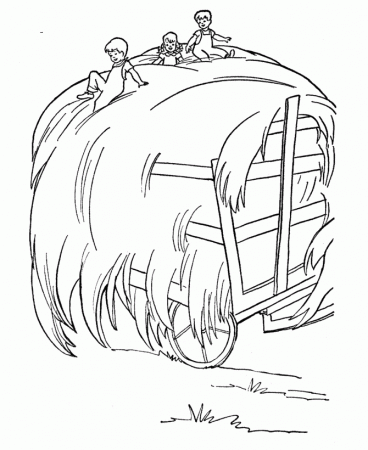 Farm Life Coloring Pages | Printable hay wagon Coloring Page and 