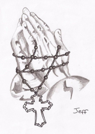Praying Hands Rosary Beads Tattoo Designs 192715 Rosary Coloring Page