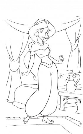 Princess Jasmin In The Room Coloring Pages - Princess Coloring 