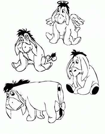 Eeyore Objects Hold Coloring For Kids - Eeyore Coloring Pages 
