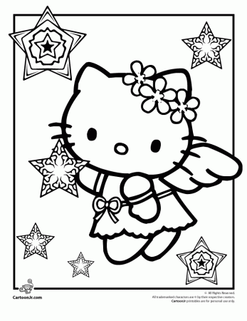 Hello Kitty Snow Angel: Hello Kitty Christmas Coloring Pages
