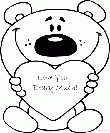 Beary Much Valentines Day Free Coloring Page Printable - More Than 