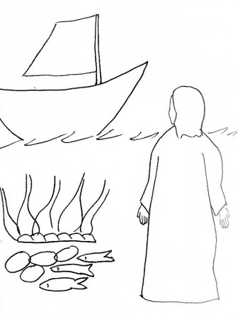Bible Story Coloring Page for Risen Jesus at the Seashore | Free 