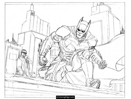 Superhero Batman Dark Knight and Commissioner Gordon Coloring Page 