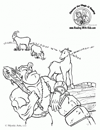 Printing Three Billy Goats Gruff Fairy Tale Coloring Pages 