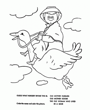 Nursery Rhymes Mother Goose Coloring Pages Old Mother Goose Quiz 