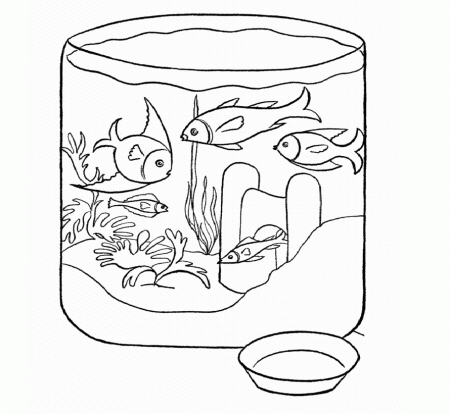 Colour Drawing Free Wallpaper: Fish Bowl Coloring Drawing Free 