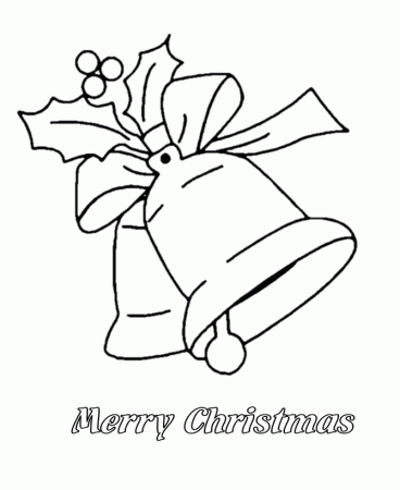 Christmas Bells With Holly And Ribbon Coloring Page And Merry 