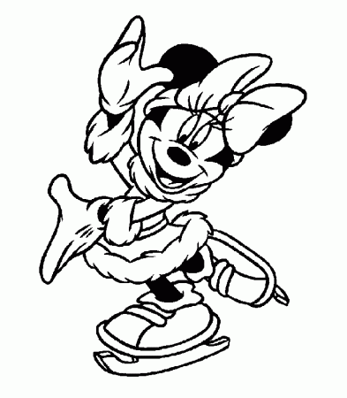 ice skating minnie mouse Colouring Pages