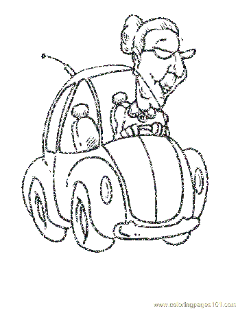 Coloring Pages Old Women Car (Sports > Racing Cars ) - free 