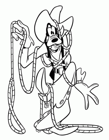Coloring Pages of Cowboy Goofy In Trouble | Coloring