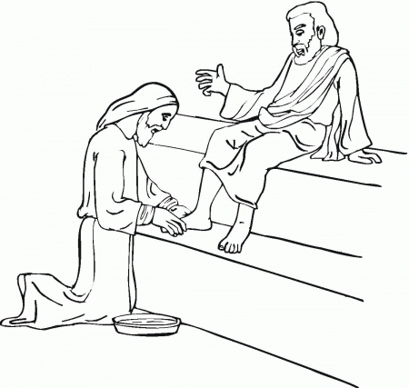 jesus washes the disciples feet to print and color