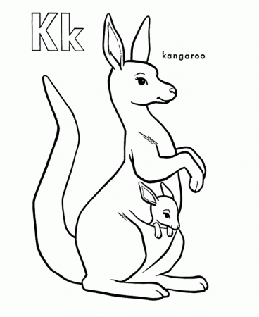 ABC Alphabet Coloring Sheet - K is for Kangaroo | HonkingDonkey