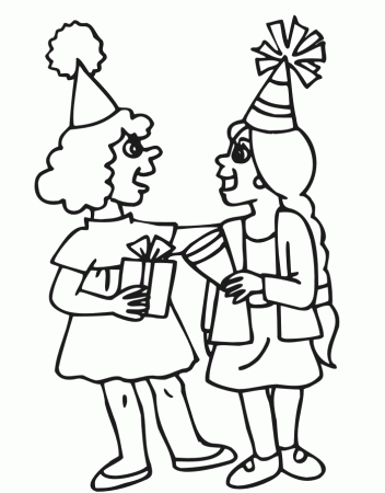 Girl's Birthday Party Coloring Page