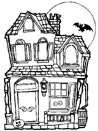 Printable Halloween Haunted House Coloring Pages