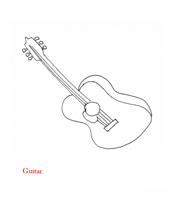 Guitar coloring page printable for kids: Guitar coloring page 