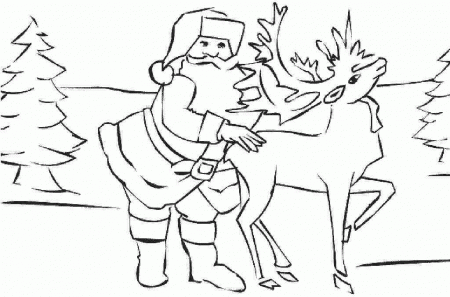 Christmas Santa Deer Colouring Pages Printable Free For Kids #