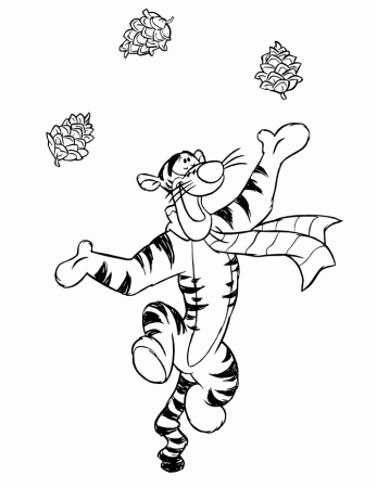 Cartoon Tigger Juggling Coloring Page | HM Coloring Pages