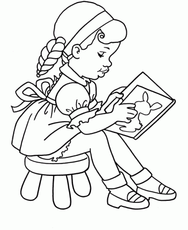 Coloring girl studying ~ Child Coloring