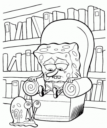 Sad Spongebob and Gary Coloring Page For Free : New Coloring Pages