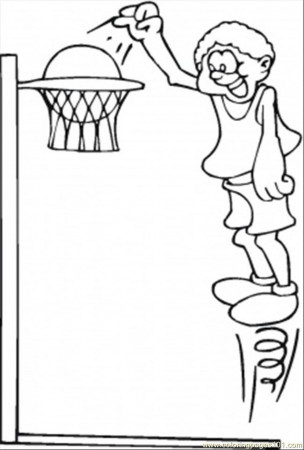 Coloring Pages Playing Basketball (Sports > Basketball) - free 