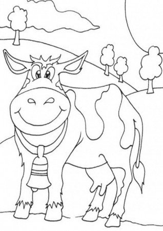 Cute Cow Coloring Pages Farm Animal For Kids Printable 225917 Cow 
