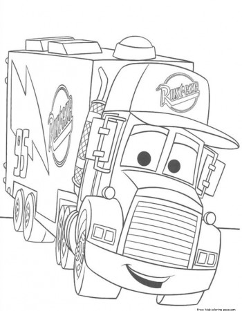 cars 2 mack truck car carrier coloring pages for kids - Free 