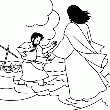 Jesus walks on water coloring page | Printables