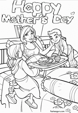 mothers day breakfast in bed coloring pages printable