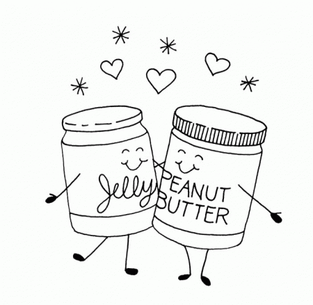 Food : Yummy Peanut Butter Coloring Pages Kids, Sliced Bread And 