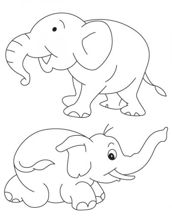 Two baby elephants coloring page | Download Free Two baby 