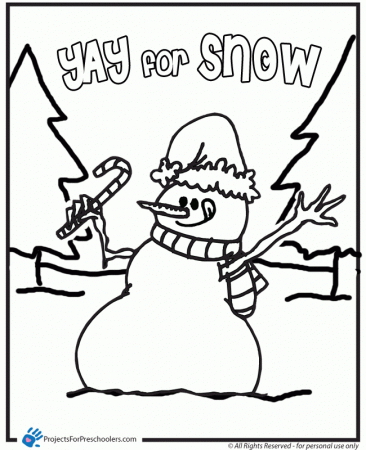 Free Printable yay for snow snowman coloring page - from 