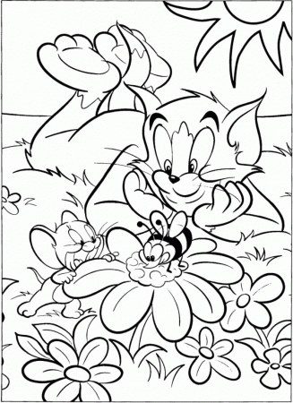 Cartoon: Wonderful Tom And Jerry In The Garden Coloring Page 