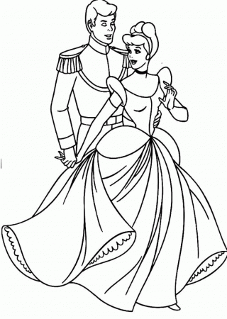 Cinderella Hold By The Prince Disney Coloring Pages - Princess 