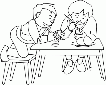 Easter Egg Coloring Page | 2 Kids Painting Eggs
