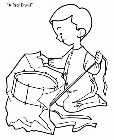 Christmas Morning Coloring Pages - Drum for a Boy Christmas 