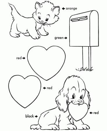 valentines day cards coloring pages color the objects