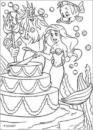 The Little Mermaid coloring pages - Ariel's birthday cake