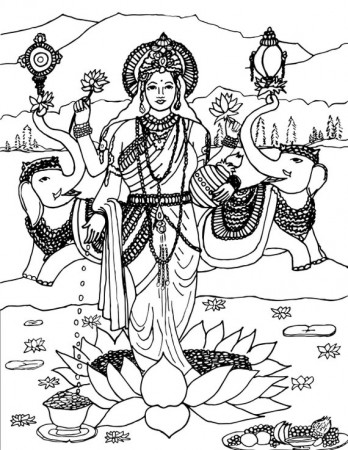 Downloadable Digital Art Coloring Page Goddess Lakshmi - Etsy Israel