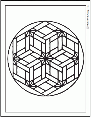 Geometric Design Coloring Pages: Flower Basket Pattern