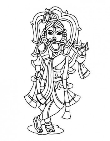 Lord Krishna Coloring Page - Free Printable Coloring Pages for Kids