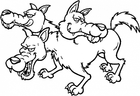 Three-headed Cerberus Coloring Page - Dibujos De Cervero | Full Size PNG  Download | SeekPNG