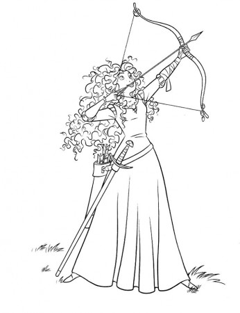 Merida Directing Bow Arrow Coloring Pages | Disney coloring pages ...