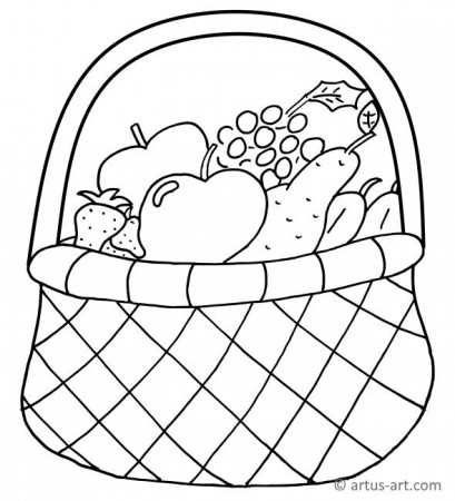 Fruit Basket Coloring Page » Printable Coloring Page » Artus Art