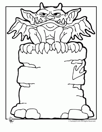 Gargoyle Halloween Coloring Page 3 | Woo! Jr. Kids Activities