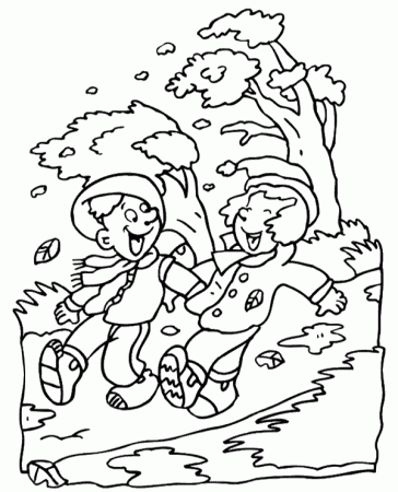 Windy fall day coloring sheet