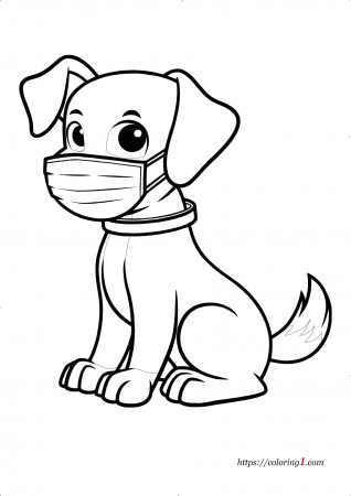 Dog Wearing Face Mask Coloring Pages - 2 Free Coloring Sheets (2021)