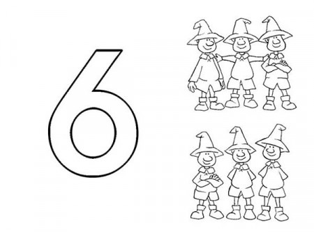 Learn Number 6 With Six Men Coloring Page : Bulk Color