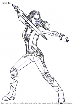 Learn How to Draw Gamora from Guardians of the Galaxy (Guardians of the  Galaxy) Step by Step : Drawing Tutorials