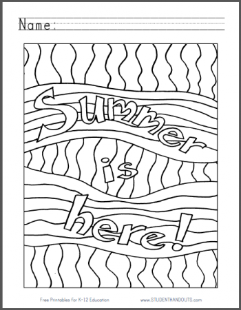 Summer Is Here Coloring Sheet | Summer coloring pages, School coloring pages,  Summer coloring sheets